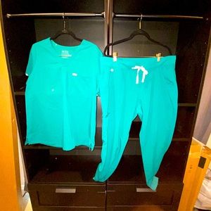 Figs Hunter Green 3 tops 1 Zamora Joggers